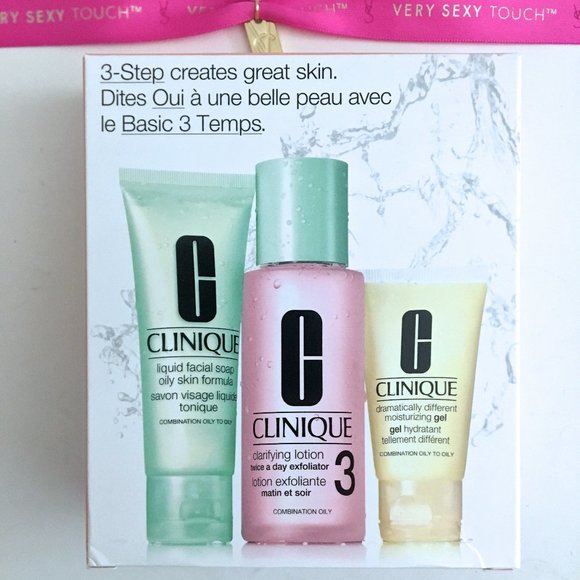 Clinique 3 Step Lotion Scrub Gel Cleanser Skin Care SET Bundle + Bag - Picture 3 of 16